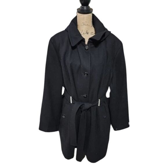 CALVIN klein Black belted hooded wool blend Walking coat plus size 3X new!!! - Picture 2 of 15